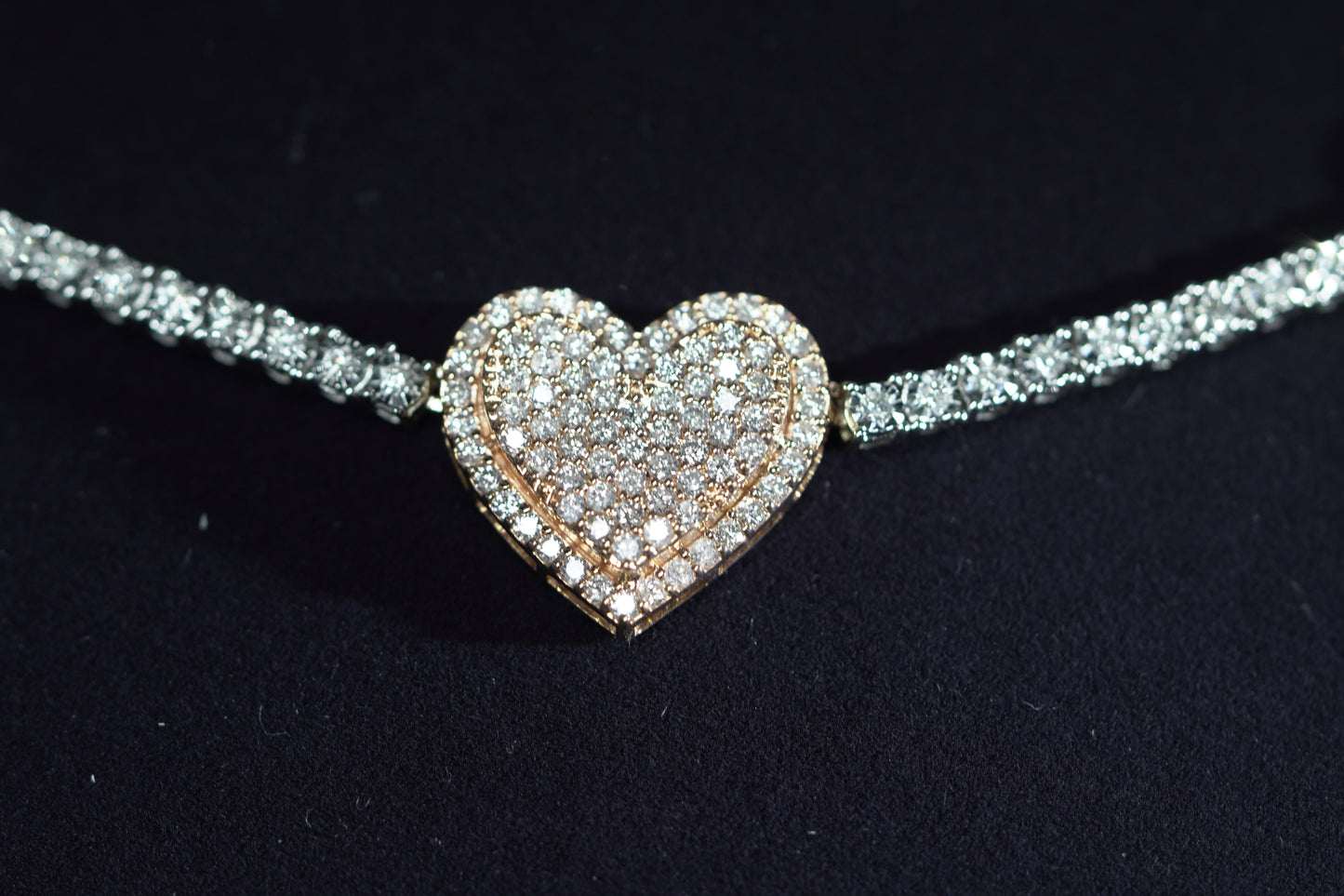 10KT 3.75CT DIAMOND 3 HEART NECKLACE WG/RG