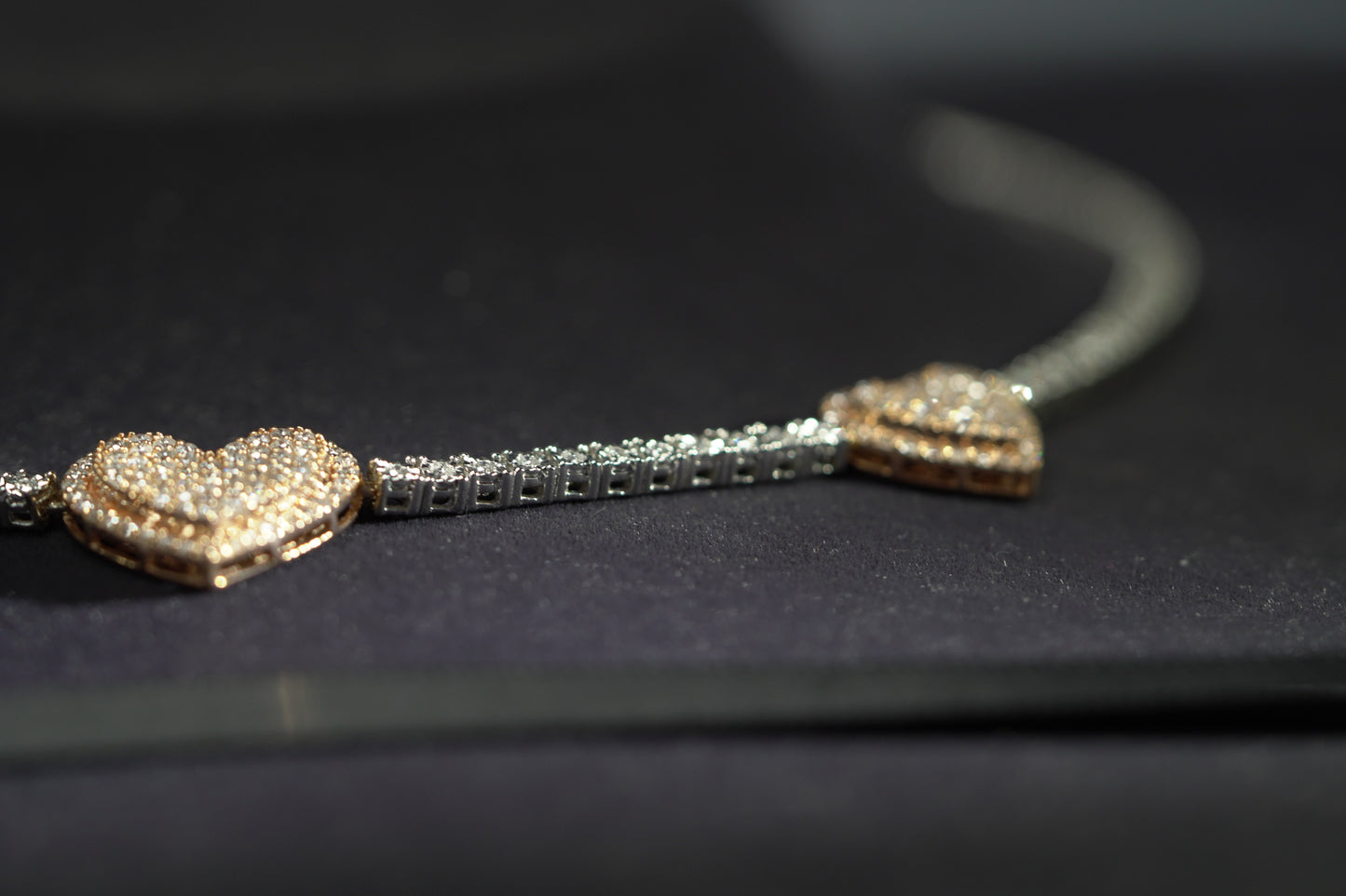 10KT 3.75CT DIAMOND 3 HEART NECKLACE WG/RG