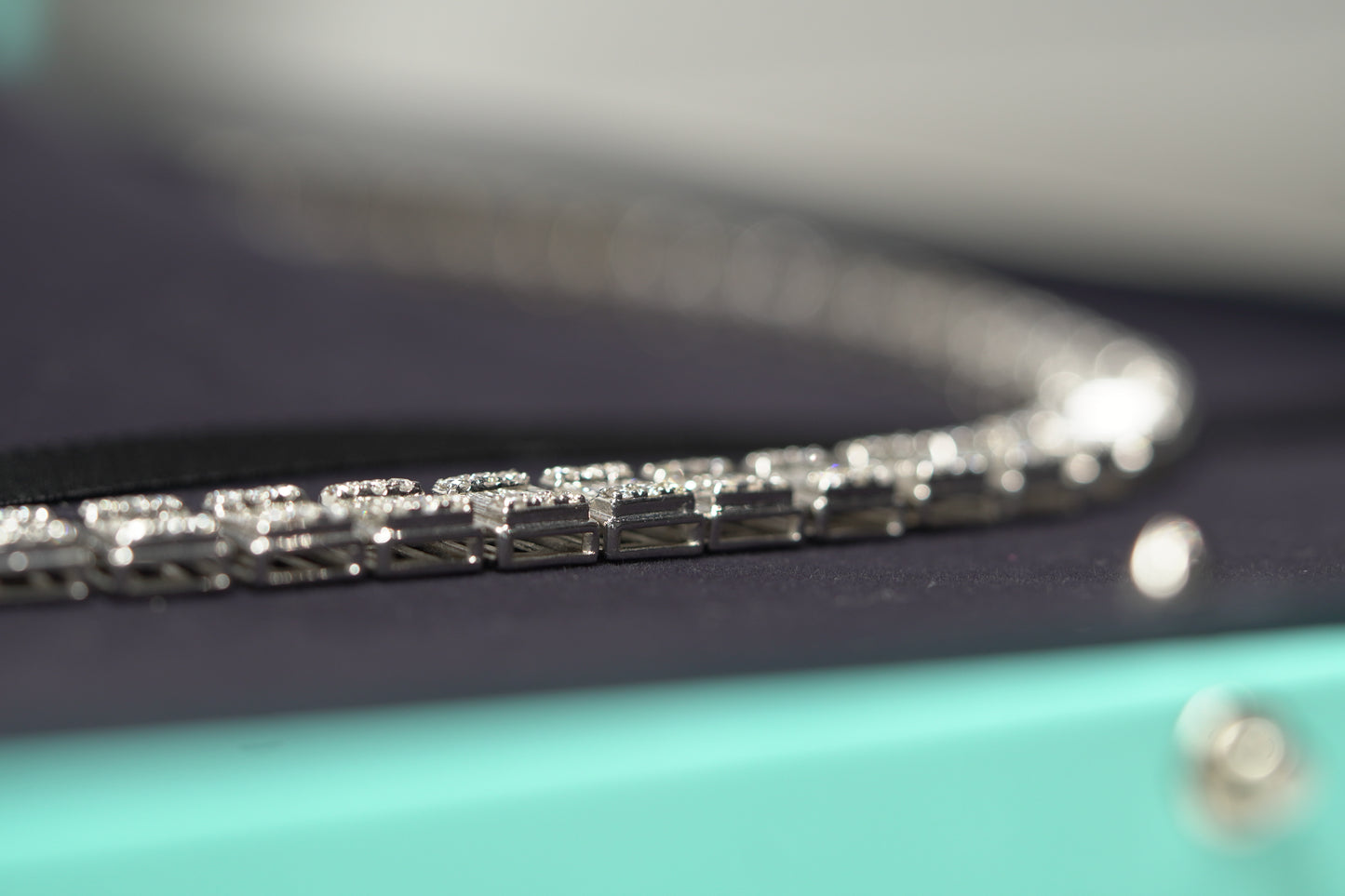 14K White Gold Diamond Necklace 24" 65.2g