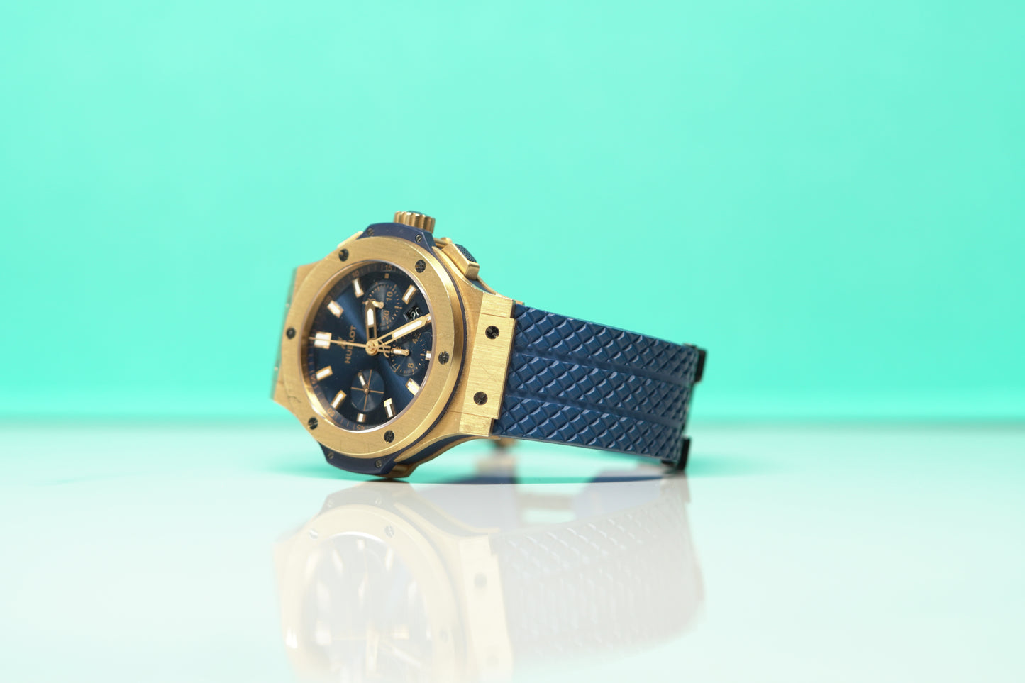 Hublot Big Bang Rose Gold 44mm Blue Rubber Watch Only 301PX7180LR