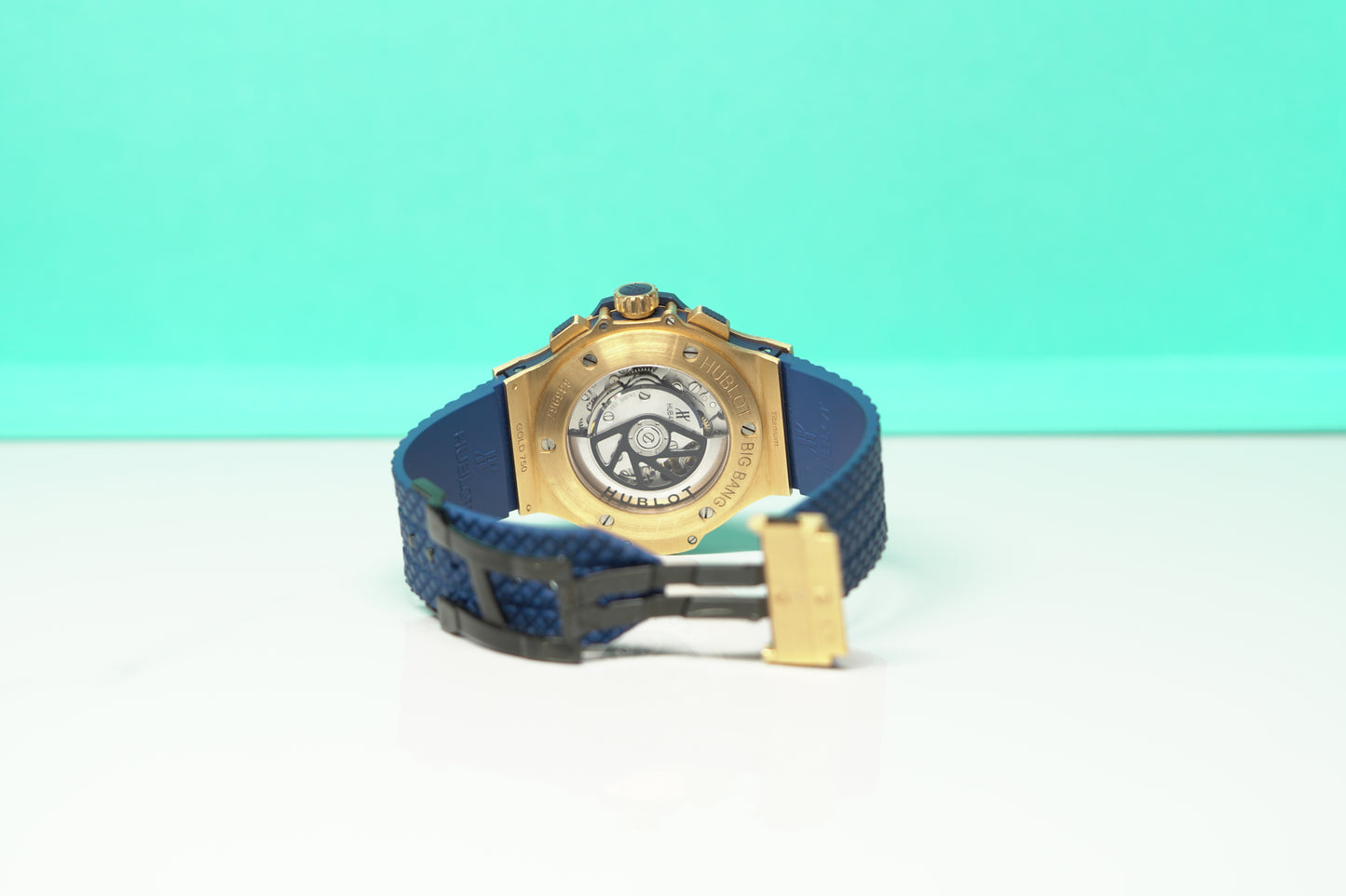 Hublot Big Bang Rose Gold 44mm Blue Rubber Watch Only 301PX7180LR