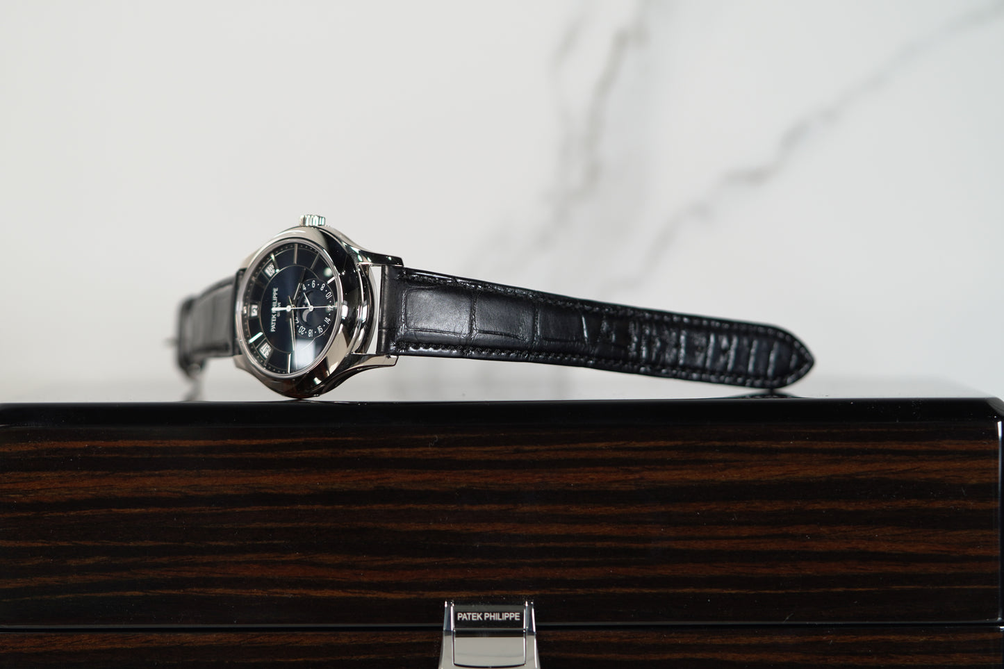 Patek Philippe Annual Calendar Moonphase White Gold 40mm Black Leather Box & Papers 2024 5205G-013