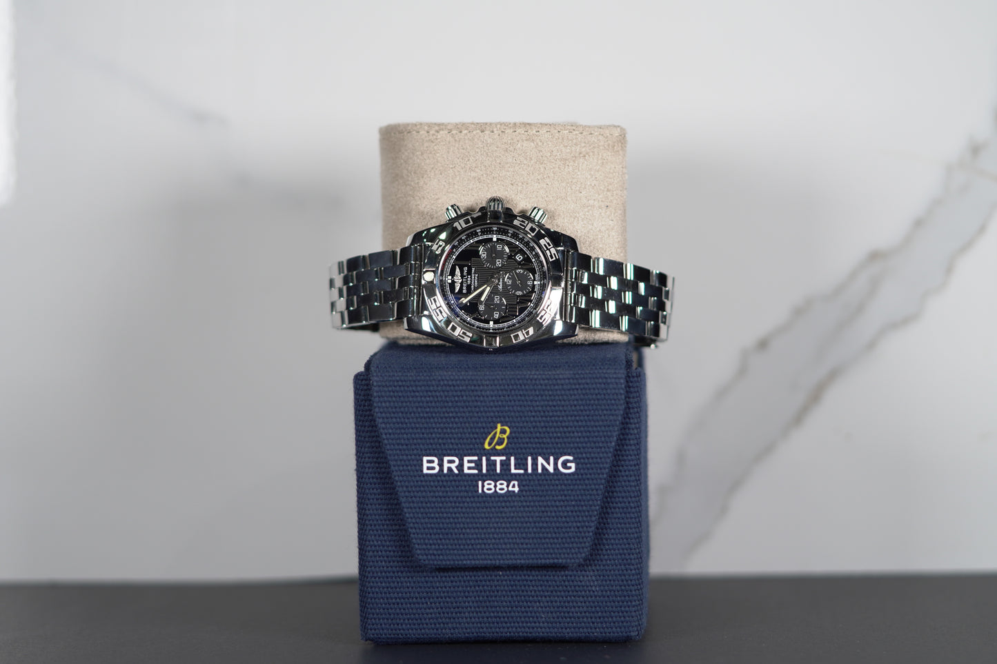 Breitling Chronomat Stainless Steel 44mm Black Roman Bracelet Watch Only AB0110