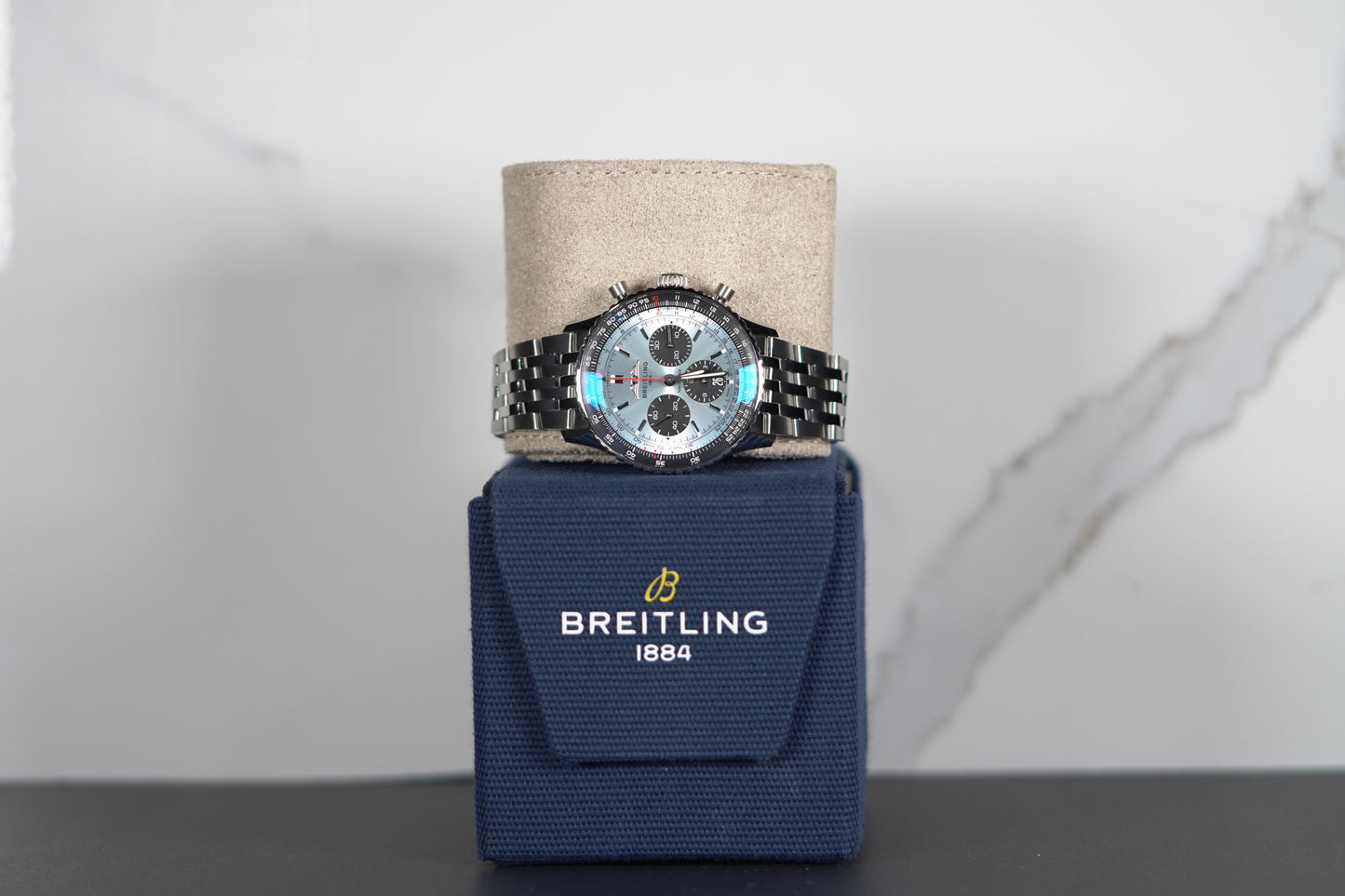Breitling Navitimer Stainless Steel 43mm Ice Blue Bracelet Box & Papers AB0138