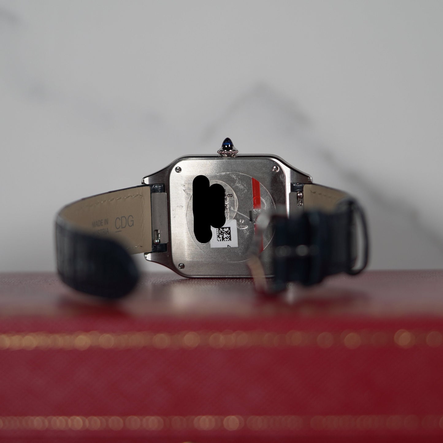 Cartier Santos Dumont Stainless Steel Large White Leather Box & Papers 2024 WSSA0085