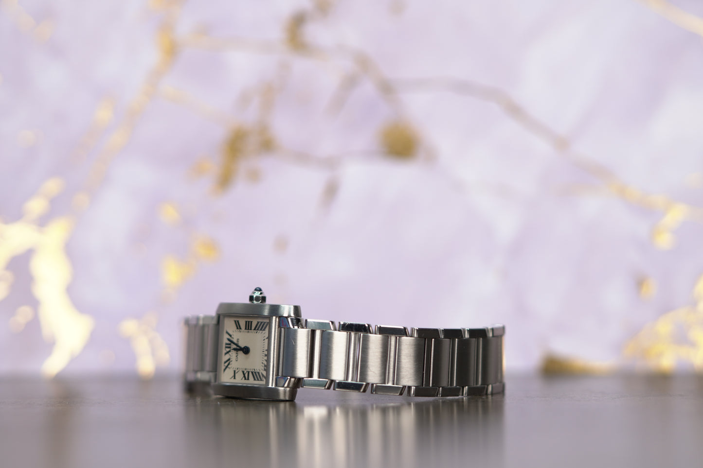 Cartier Tank Française Stainless Steel 20mm White Bracelet Watch Only UNK 3217