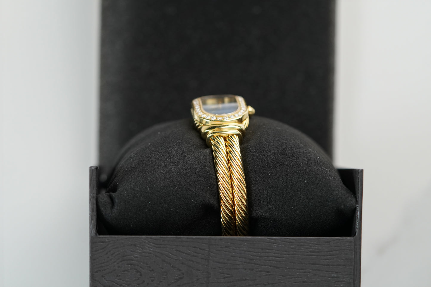 David Yurman Madison Yellow Gold 20mm Black Mother Of Pearl Bracelet Watch Only T408M88