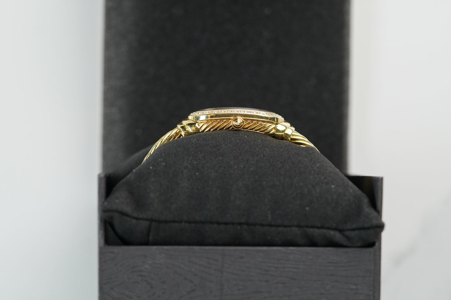 David Yurman Madison Yellow Gold 20mm Black Mother Of Pearl Bracelet Watch Only T408M88