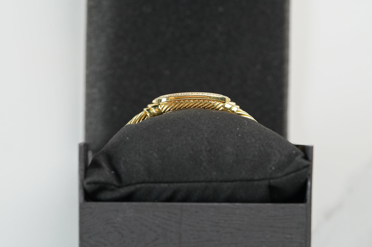 David Yurman Madison Yellow Gold 20mm Black Mother Of Pearl Bracelet Watch Only T408M88