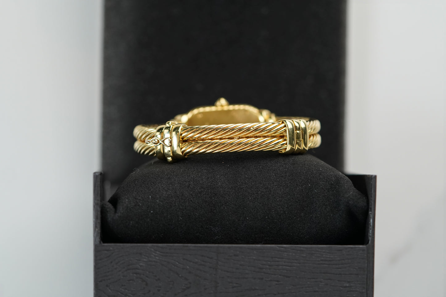 David Yurman Madison Yellow Gold 20mm Black Mother Of Pearl Bracelet Watch Only T408M88
