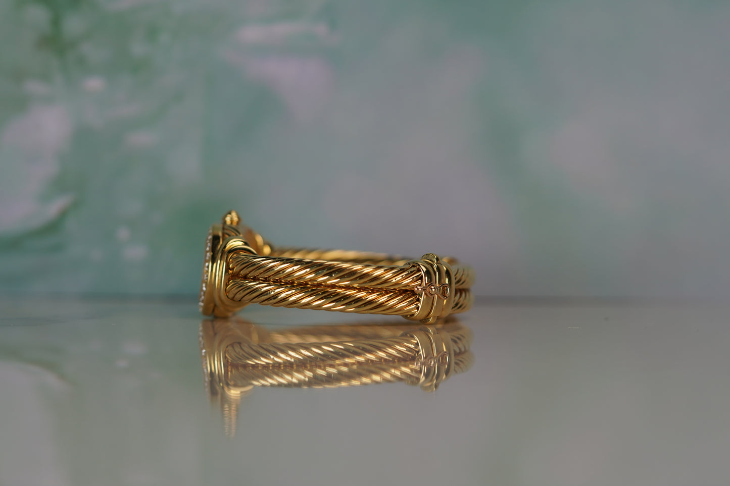 David Yurman Madison Yellow Gold 20mm Black Mother Of Pearl Bracelet Watch Only T408M88