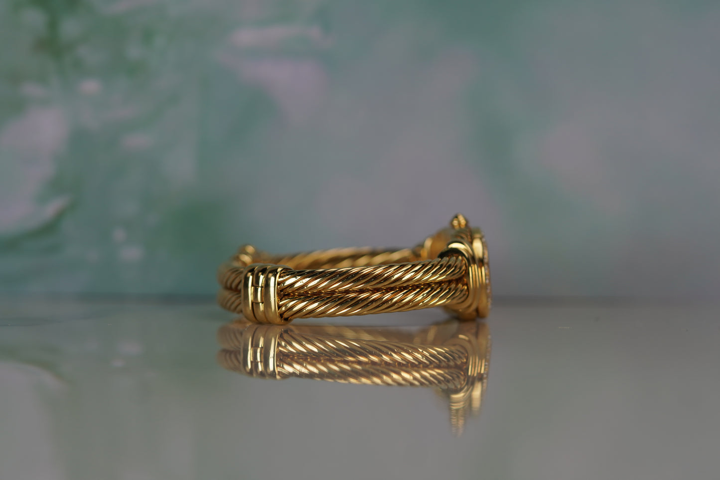 David Yurman Madison Yellow Gold 20mm Black Mother Of Pearl Bracelet Watch Only T408M88