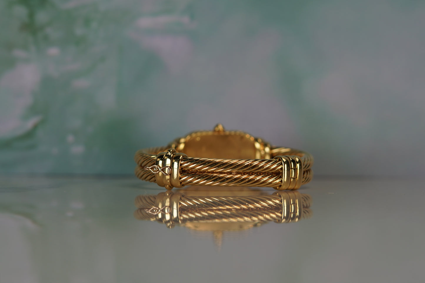 David Yurman Madison Yellow Gold 20mm Black Mother Of Pearl Bracelet Watch Only T408M88