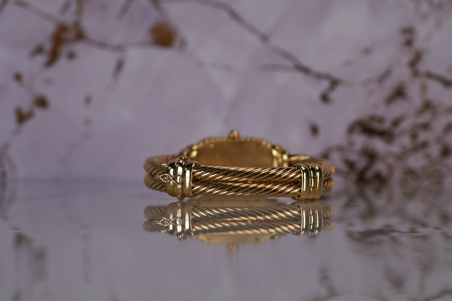 David Yurman Madison Yellow Gold 20mm Black Mother Of Pearl Bracelet Watch Only T408M88