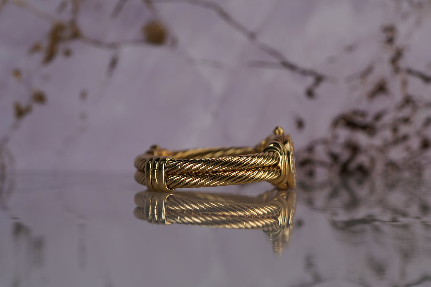 David Yurman Madison Yellow Gold 20mm Black Mother Of Pearl Bracelet Watch Only T408M88