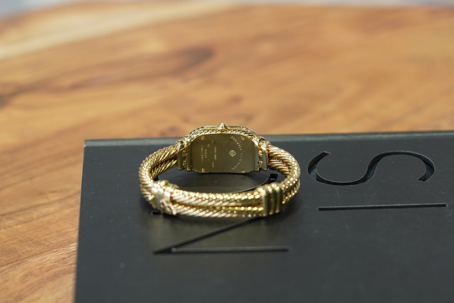 David Yurman Madison Yellow Gold 20mm Black Mother Of Pearl Bracelet Watch Only T408M88