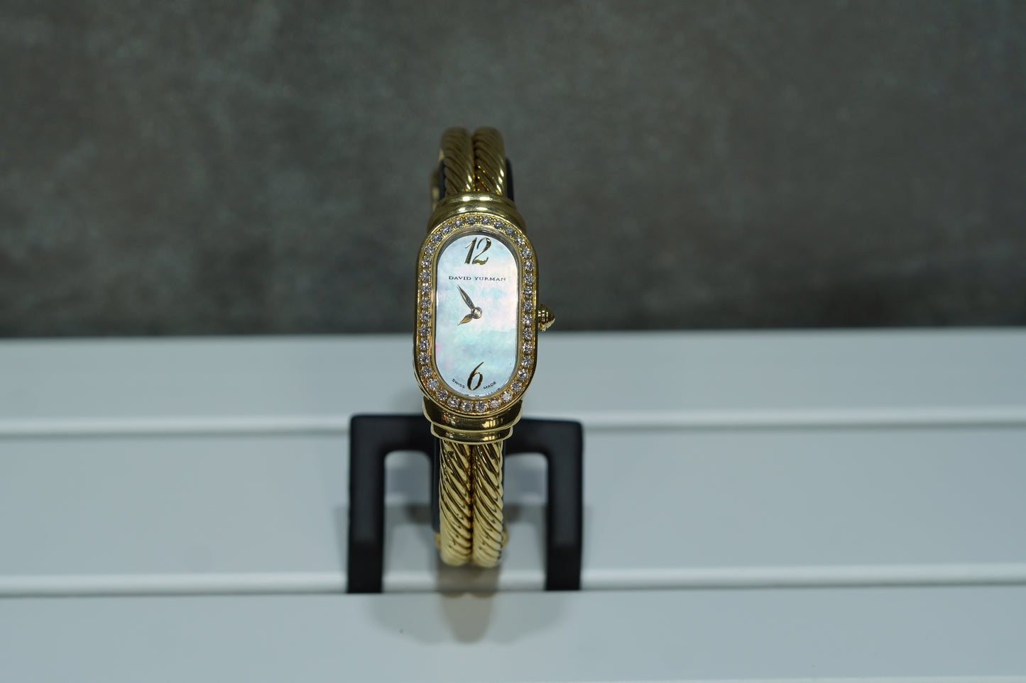 David Yurman Madison Yellow Gold 20mm Black Mother Of Pearl Bracelet Watch Only T408M88