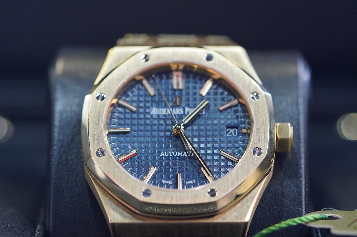 Audemars Piguet Royal Oak Yellow Gold 37mm Blue Bracelet Box & Papers 2017 15450BA