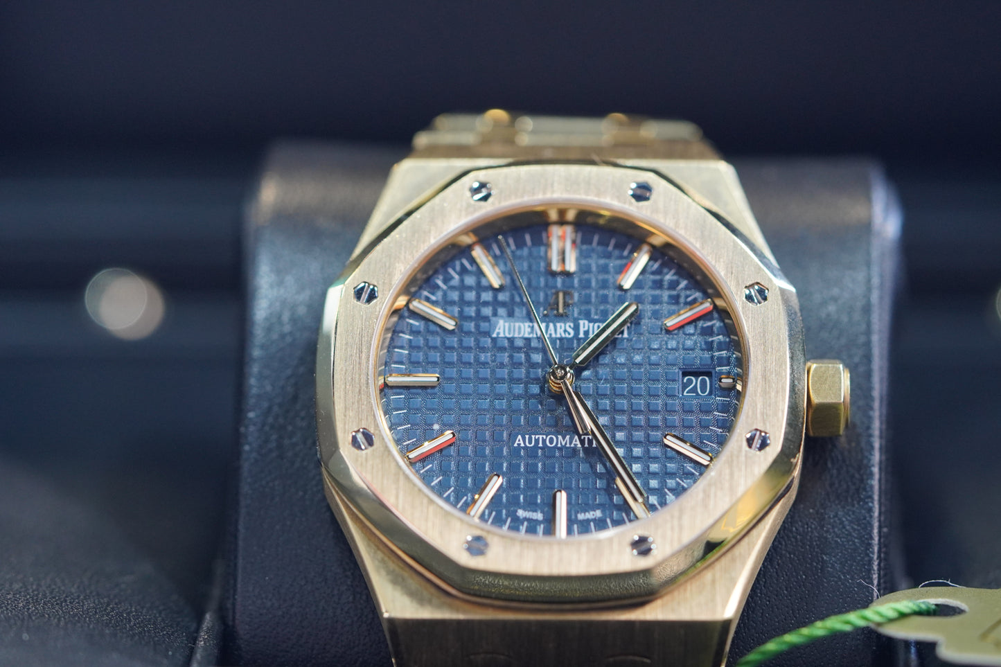 Audemars Piguet Royal Oak Yellow Gold 37mm Blue Bracelet Box & Papers 2017 15450BA