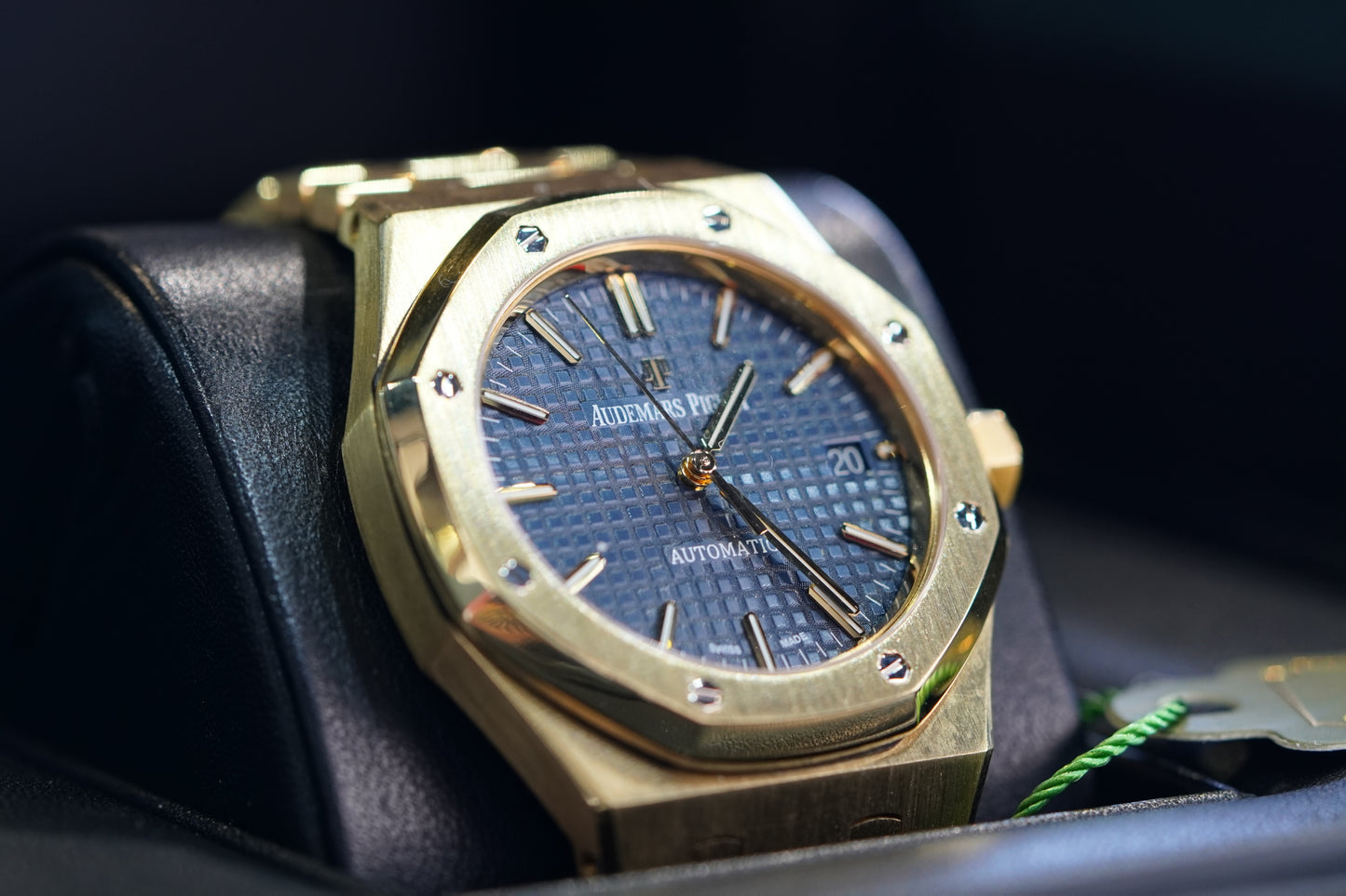 Audemars Piguet Royal Oak Yellow Gold 37mm Blue Bracelet Box & Papers 2017 15450BA