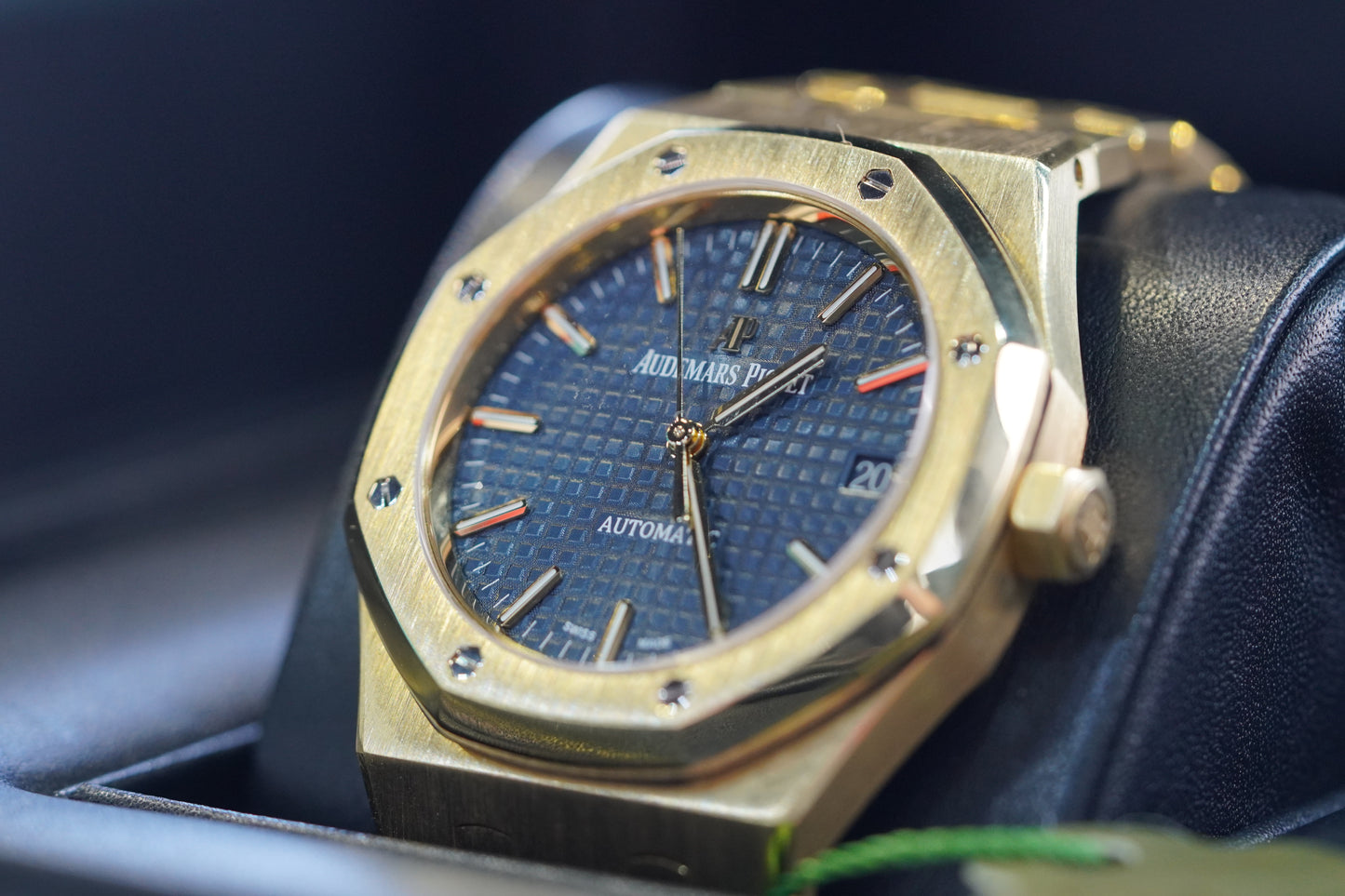 Audemars Piguet Royal Oak Yellow Gold 37mm Blue Bracelet Box & Papers 2017 15450BA
