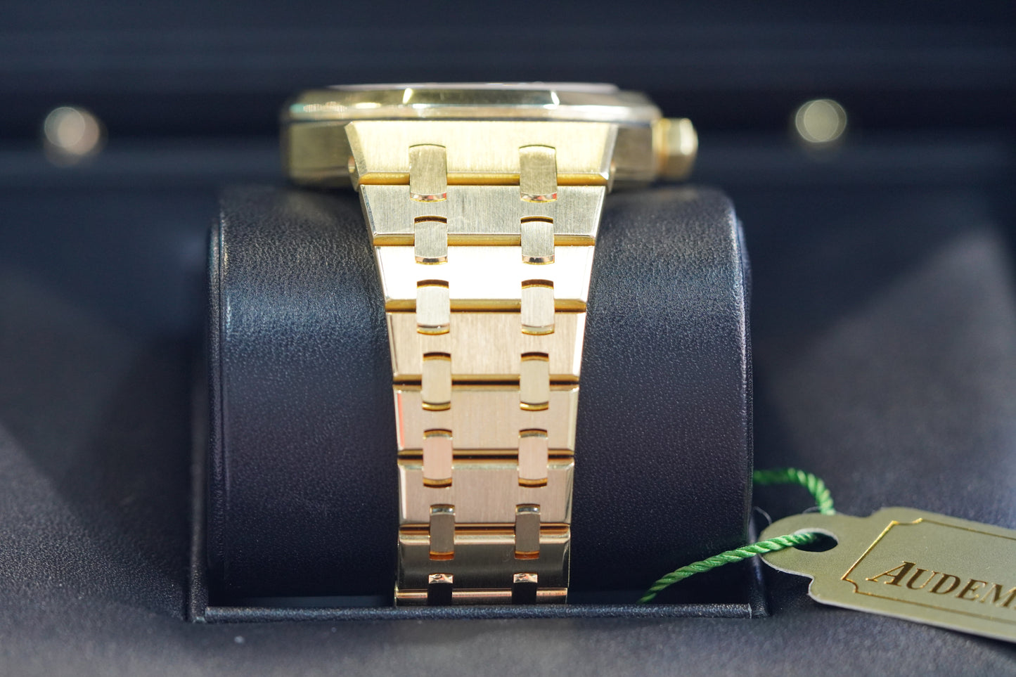 Audemars Piguet Royal Oak Yellow Gold 37mm Blue Bracelet Box & Papers 2017 15450BA