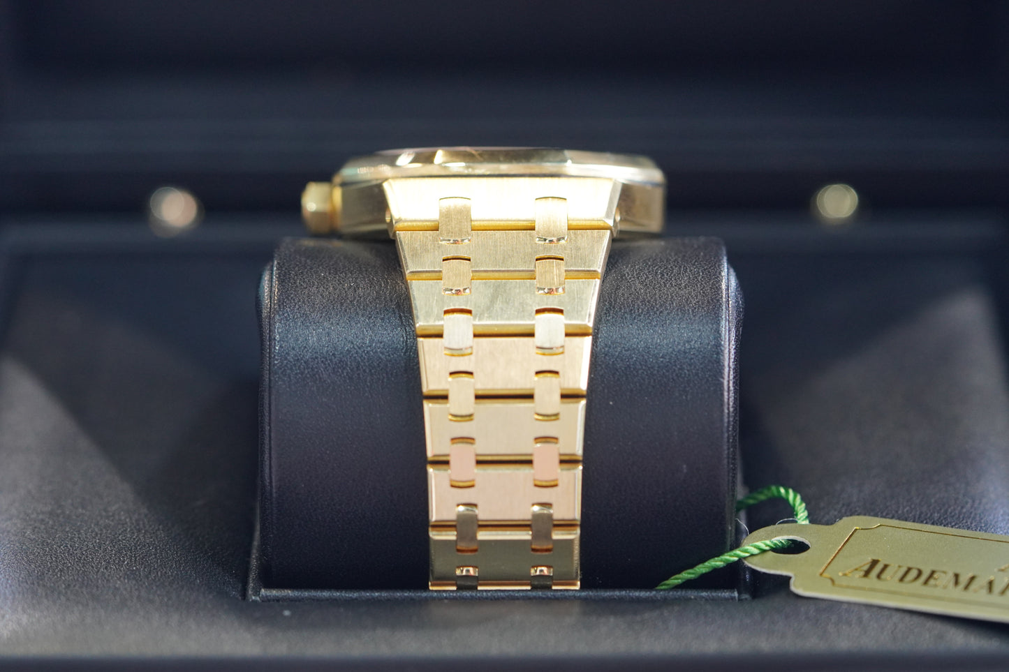 Audemars Piguet Royal Oak Yellow Gold 37mm Blue Bracelet Box & Papers 2017 15450BA
