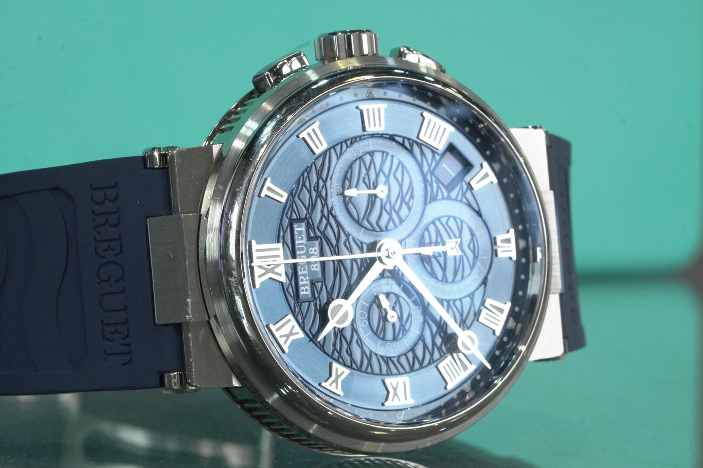 Breguet Marine Marine White Gold 40mm Blue Rubber Watch Only 5517BB