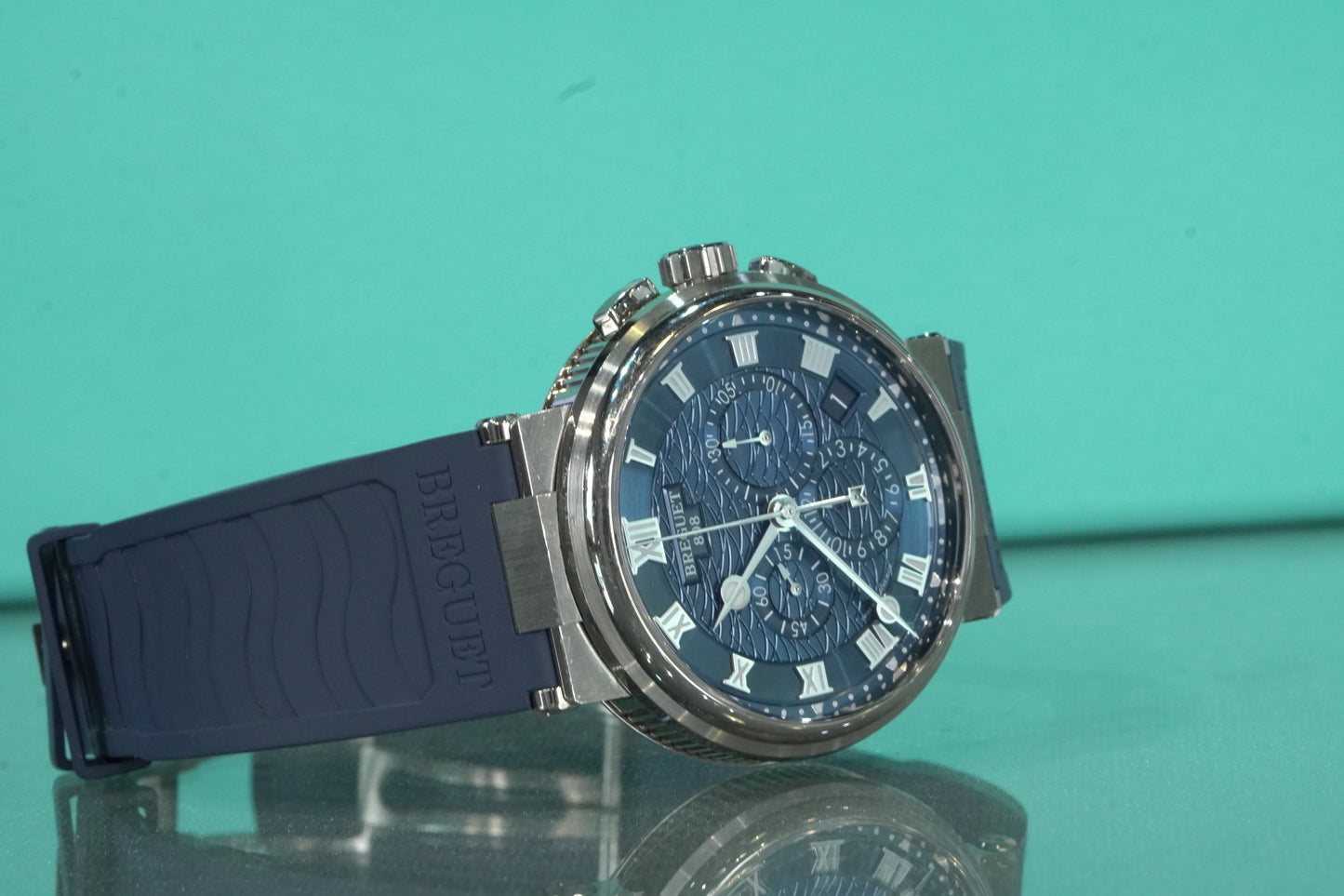 Breguet Marine Marine White Gold 40mm Blue Rubber Watch Only 5517BB