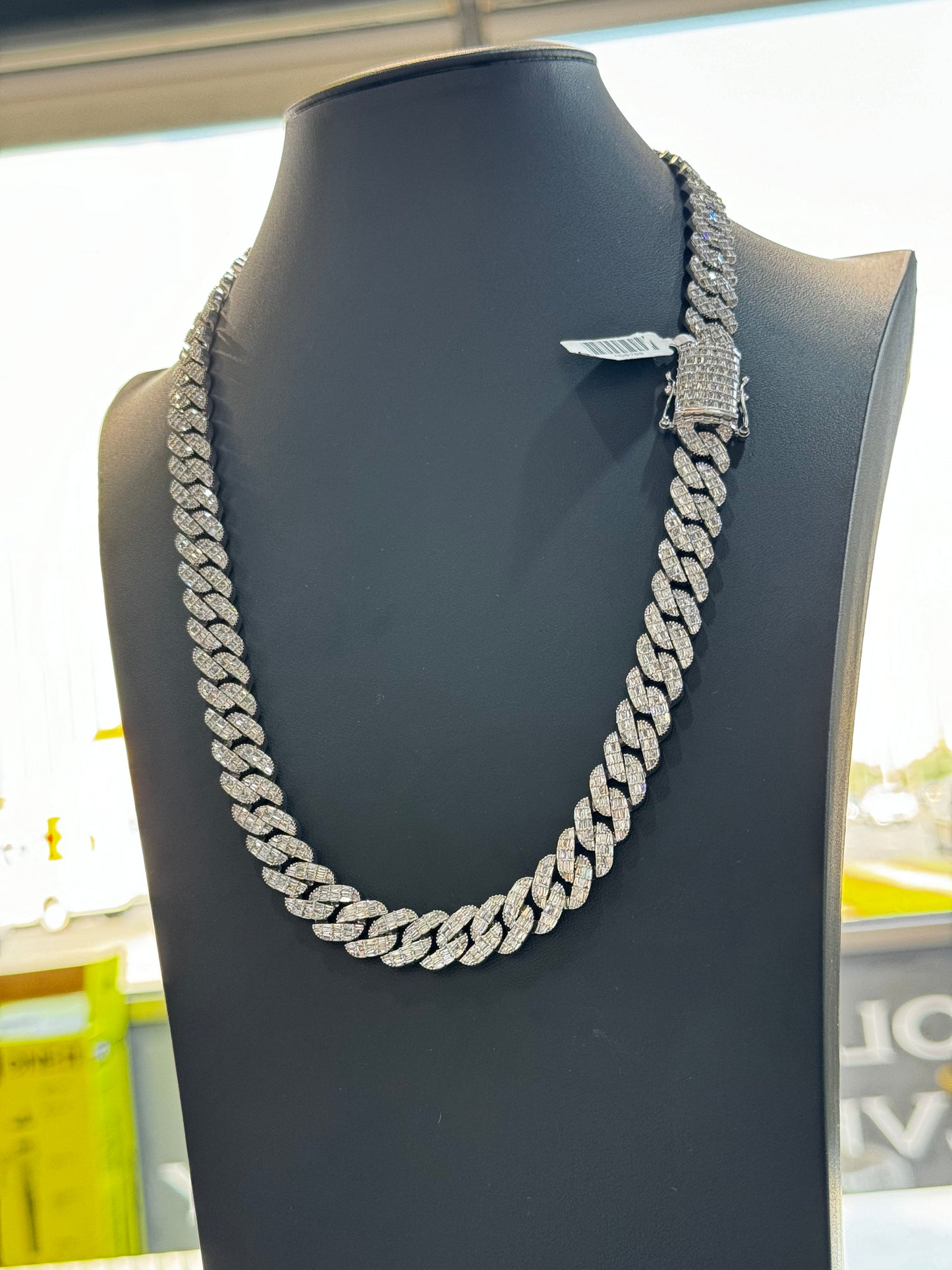 Iced Out Cuban Lobster 10k White 22" 11.5mm 120.6g