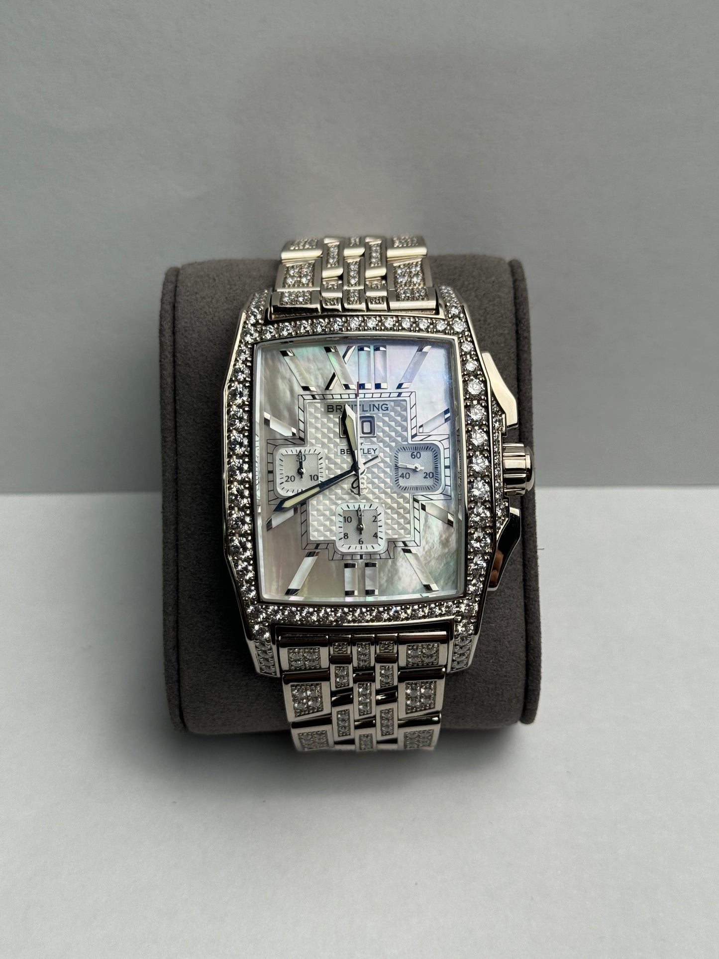 Breitling Flying Bee White Gold Factory 38mm Mother Of Pearl Bracelet Watch Only J44365