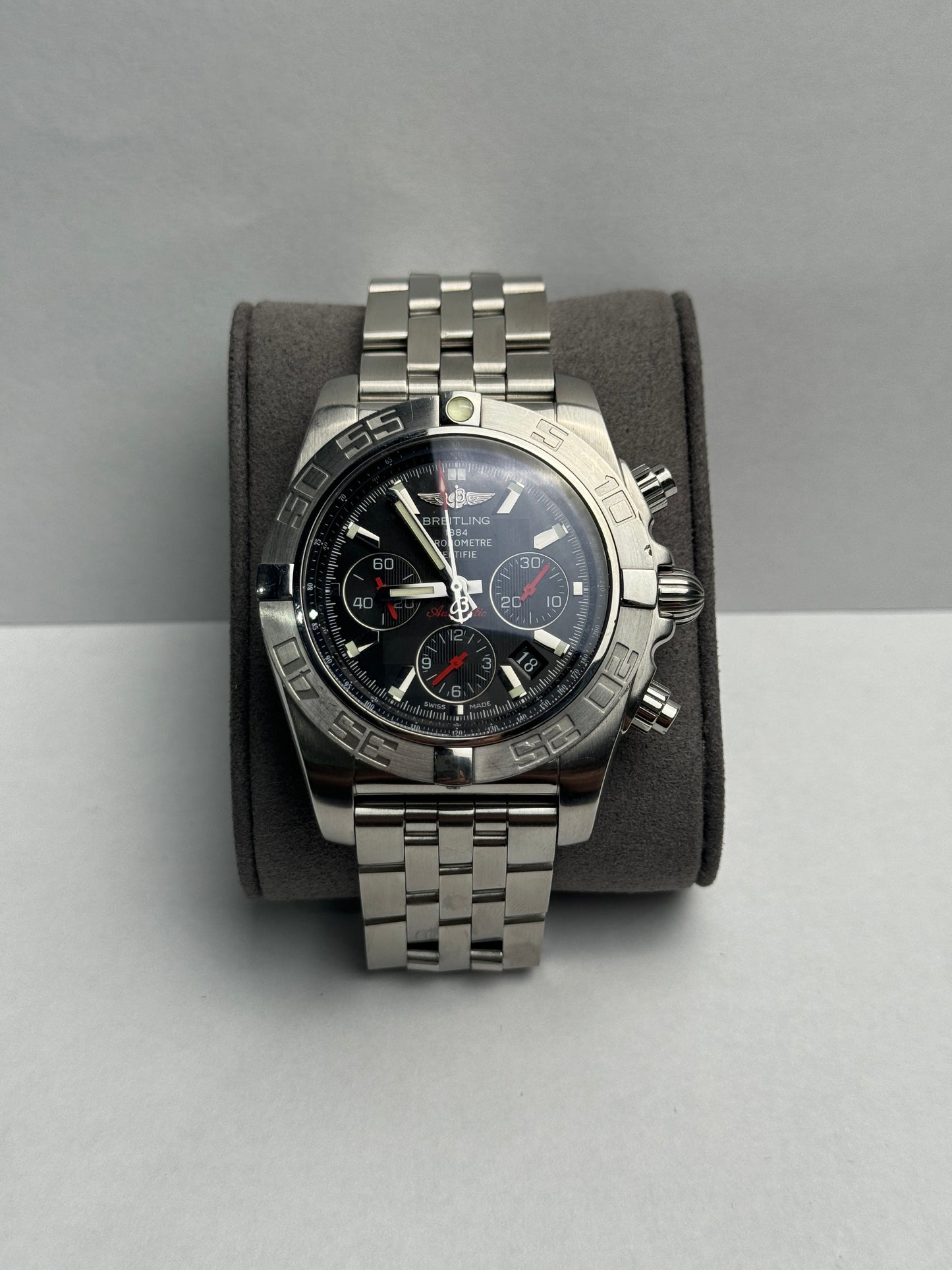 Breitling Chronomat Stainless Steel 44mm Black Bracelet Box AB0111
