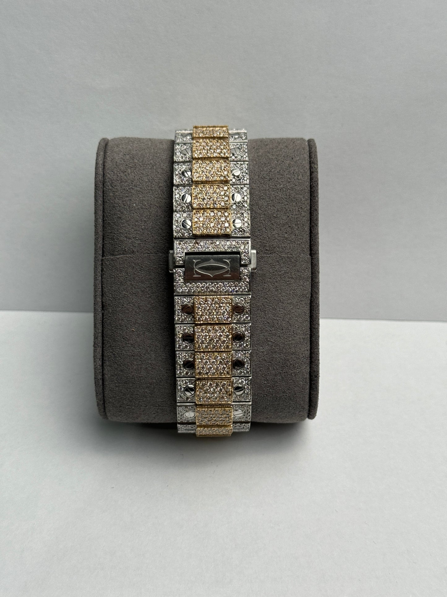 Cartier Santos Large Full Two Tone Yellow Bustdown 40mm Diamonds Bracelet Watch Only WSSA0018