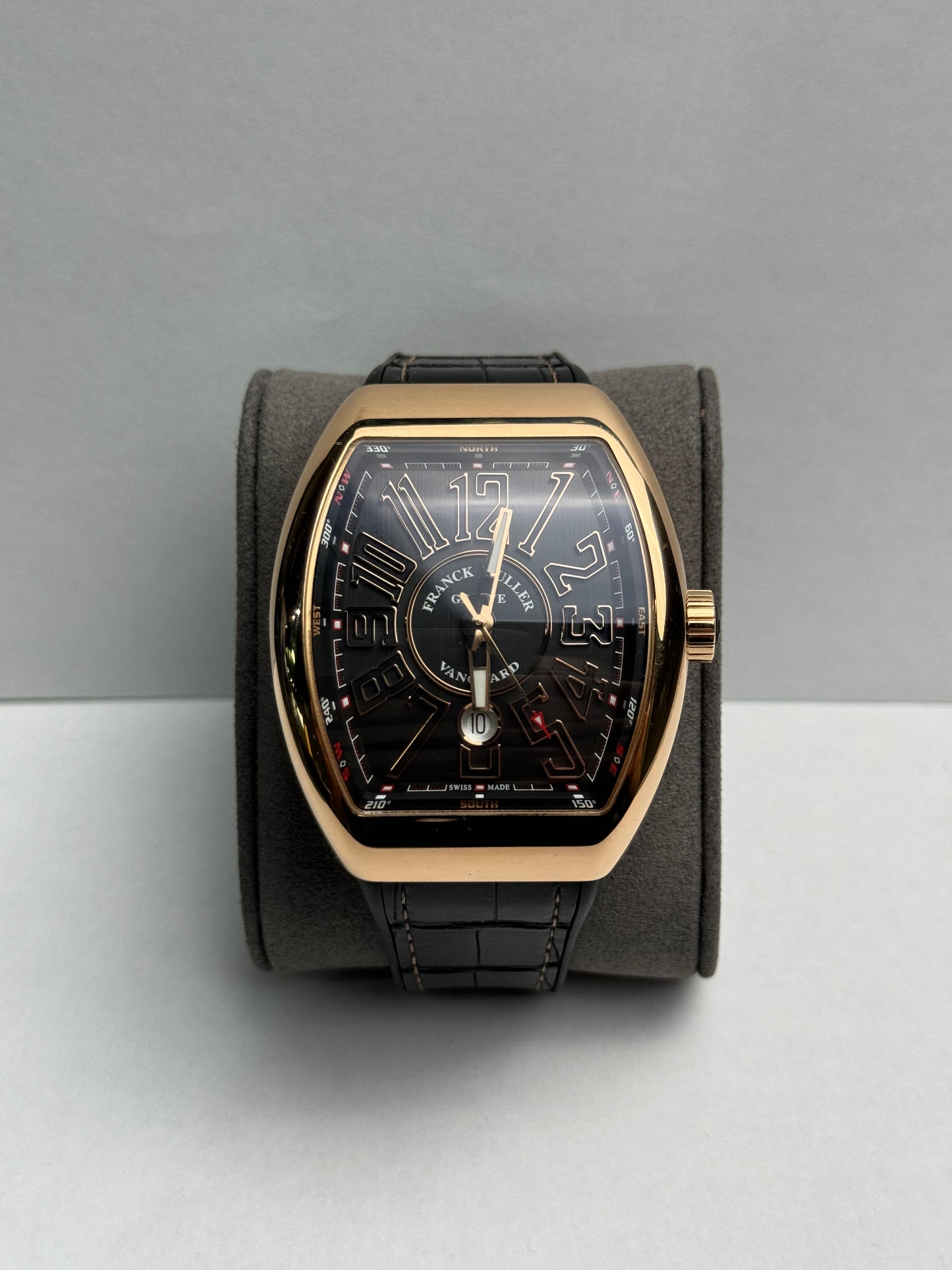 Frank Mueller Vanguard Rose Gold 44mm Black Leather Watch Only V45CCDT5NNR