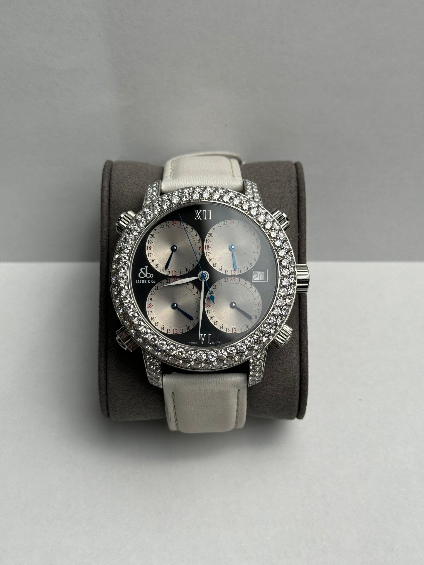 Jacob & Co. H24 Stainless Steel 47mm Black Leather Watch Only H24SSBL