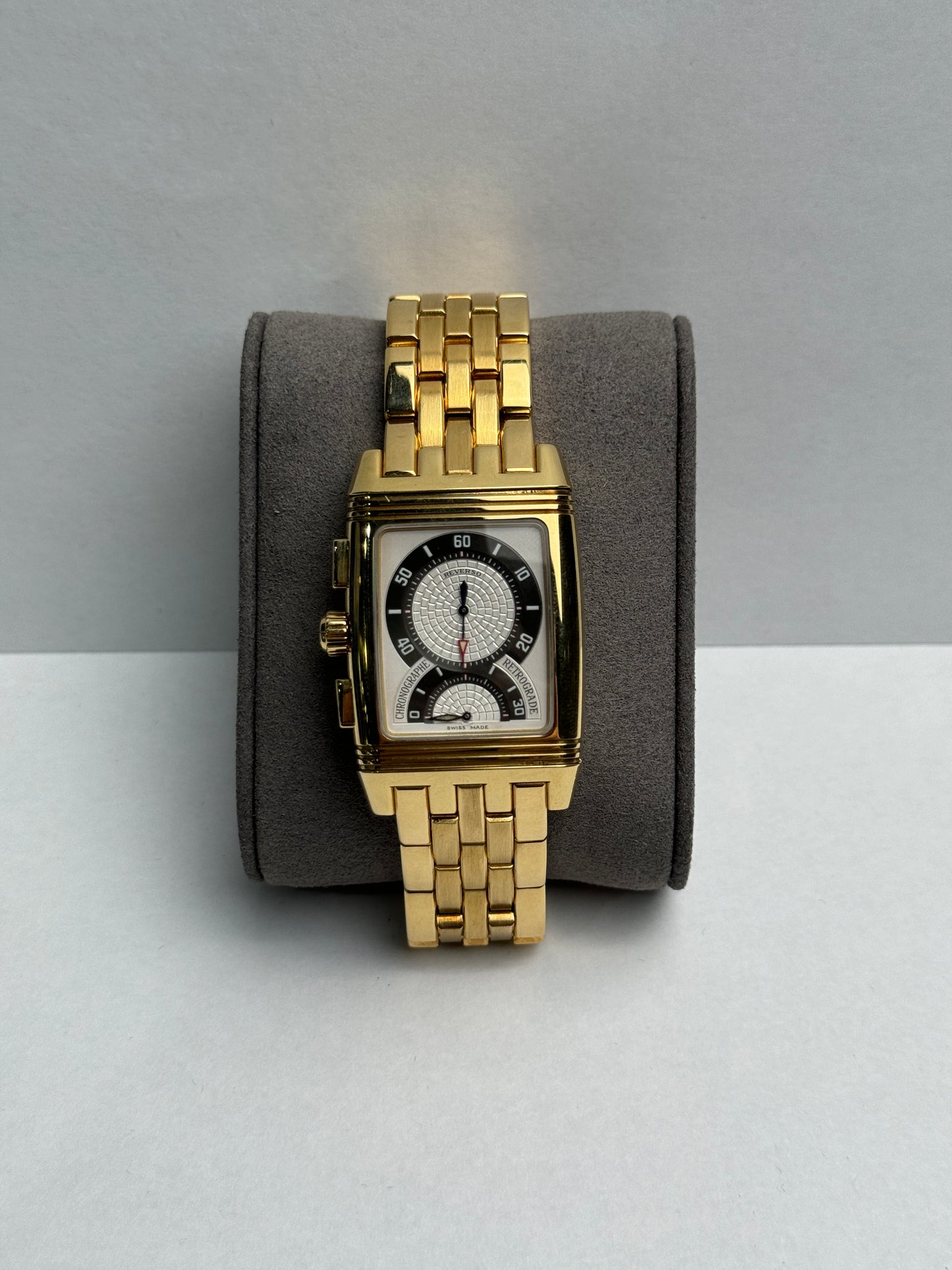 Jaeger Le Coutre Reverso Yellow Gold 26mm Dual White Bracelet Watch Only 290160