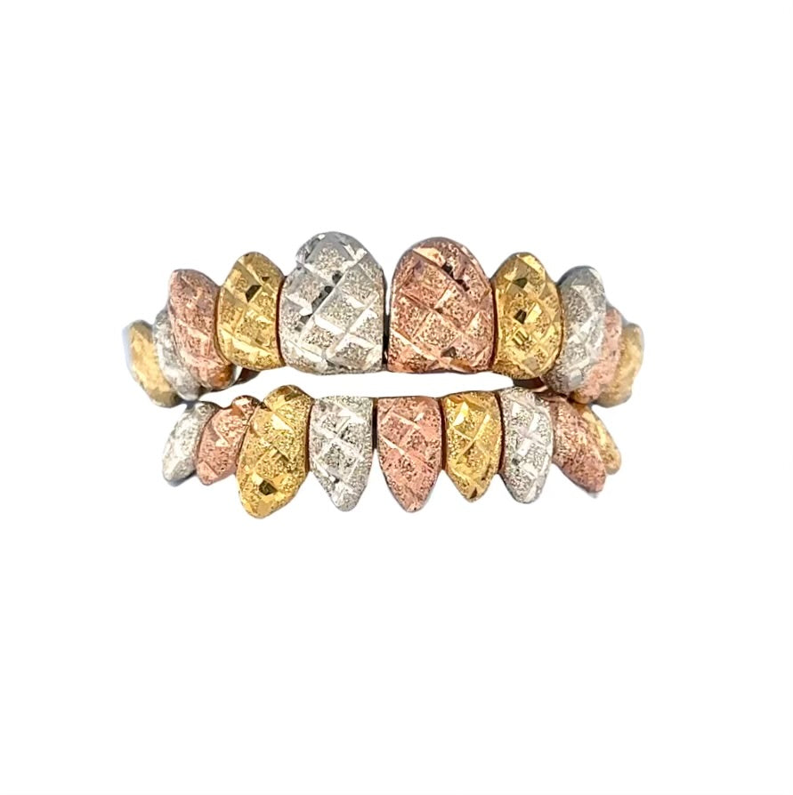 Trio Gold Diamond-Cut Custom Grillz