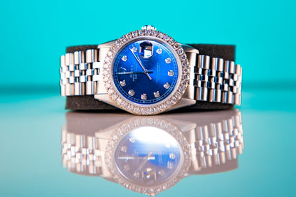 Rolex Datejust 36mm diamond bezel blue diamond dial 16014