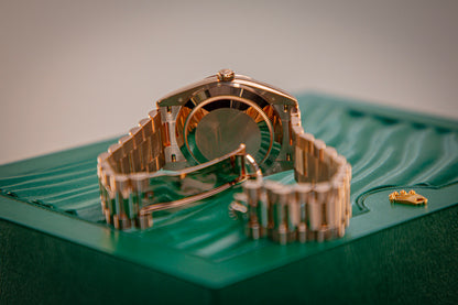 2024 Rolex Day-Date Rose Gold Chocolate Dial Index 228235