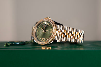 2024 Rolex Datejust 36mm Two Tone Green Roman 126283RBR