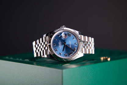 2022 Rolex Datejust 41mm Azurro Blue Jubilee Fluted 126334