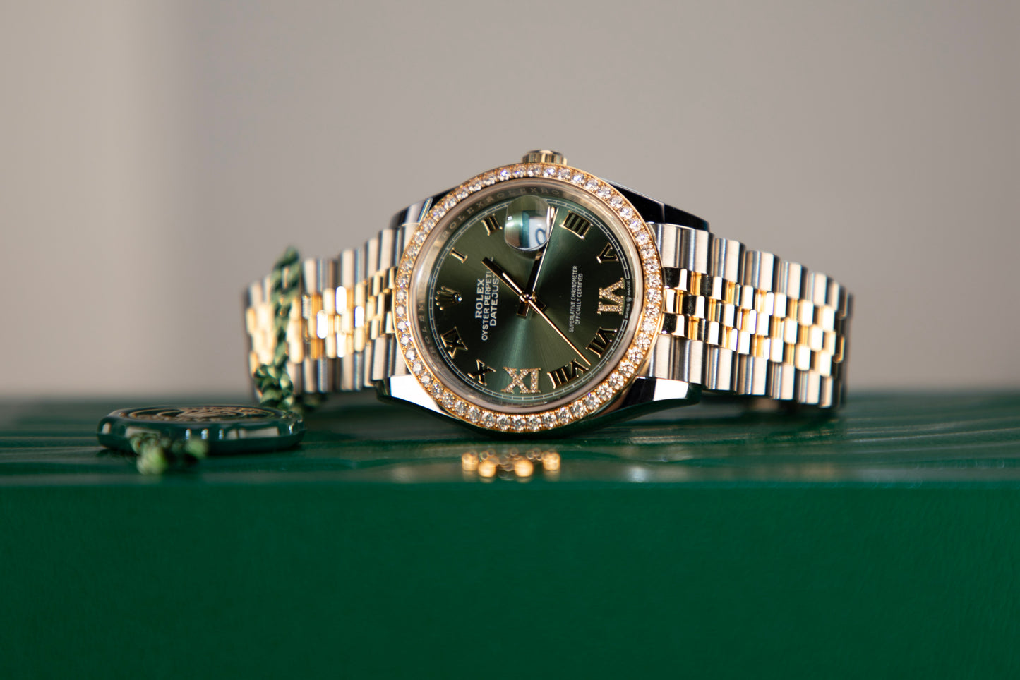 2024 Rolex Datejust 36mm Two Tone Green Roman 126283RBR