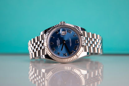 2022 Rolex Datejust 41mm Azurro Blue Jubilee Fluted 126334