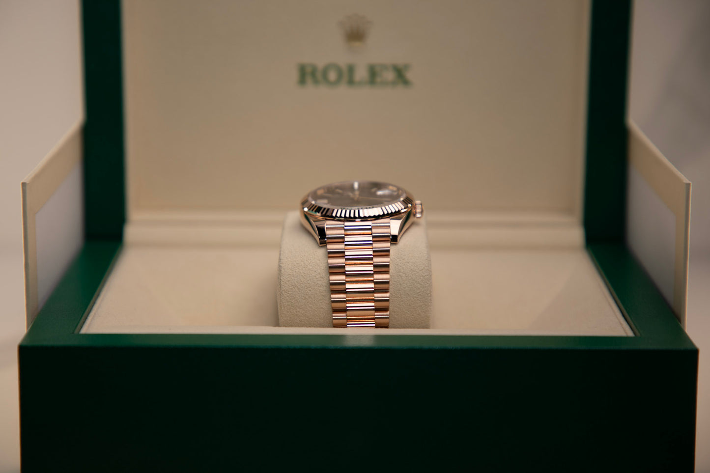 2024 Rolex Day-Date Rose Gold Chocolate Dial Index 228235