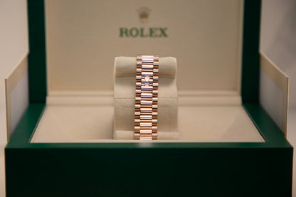 2024 Rolex Day-Date Rose Gold Chocolate Dial Index 228235