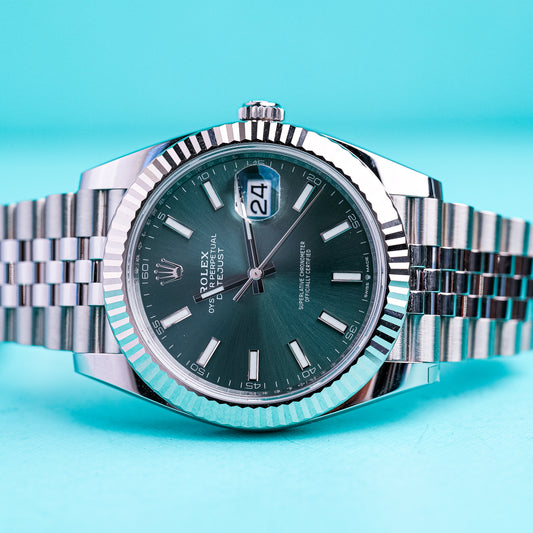 Rolex Datejust 41 mm Mint Green Dial Oystersteel and White Gold Jubilee Bracelet 126334-0028
