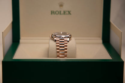 2024 Rolex Day-Date Rose Gold Chocolate Dial Index 228235