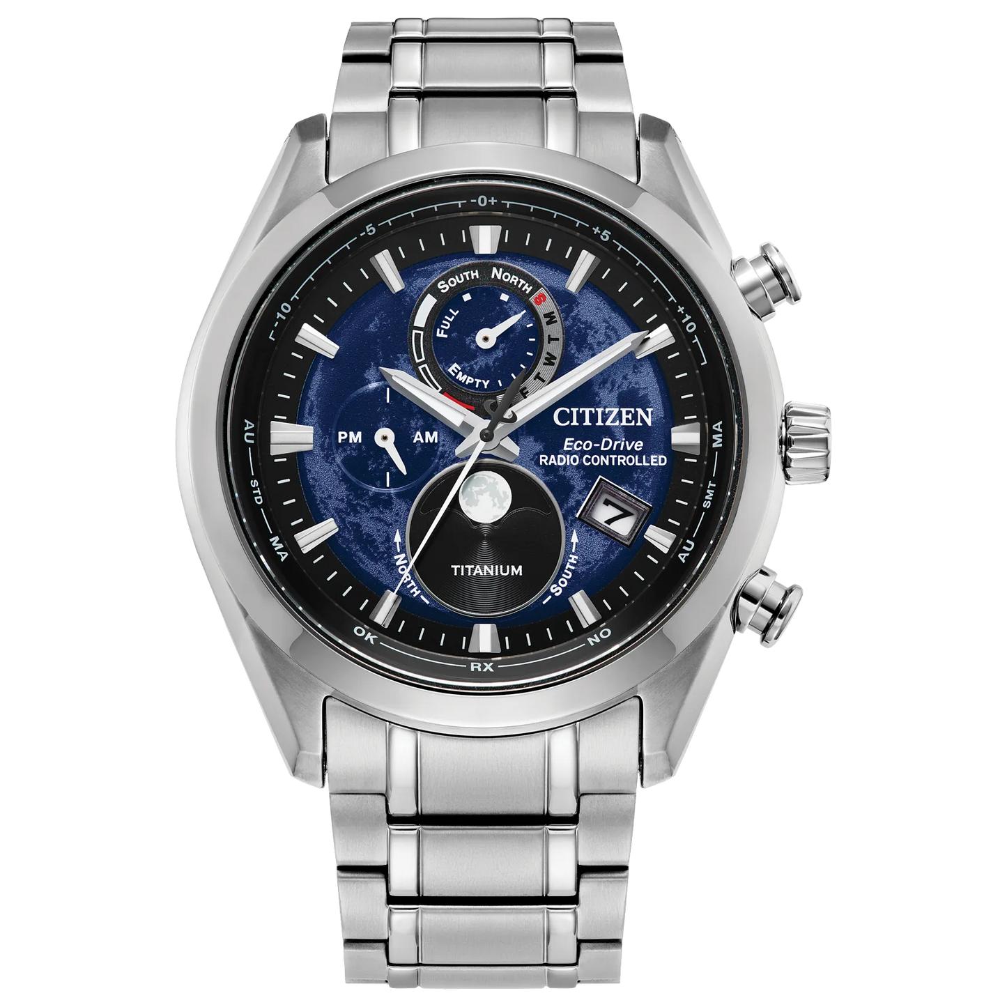 Citizen Tsuki-Yomi A-T Eco-Drive Blue Dial Titanium Mens Watch BY1010-57L