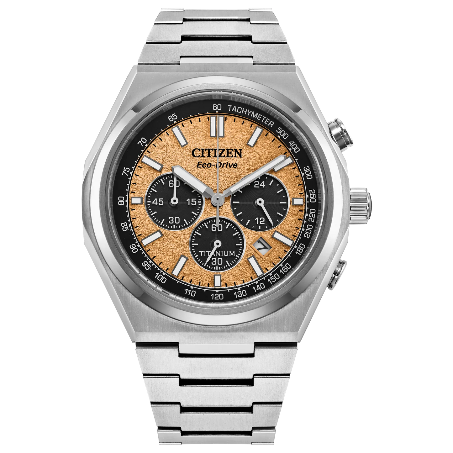 Citizen Zenshin Super Titanium Men's Salmon Dial Chronograph Watch CA4610-85Z