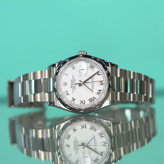 Rolex DateJust Stainless Steel 36mm White Roman Oyster Box & Papers 2020 126200